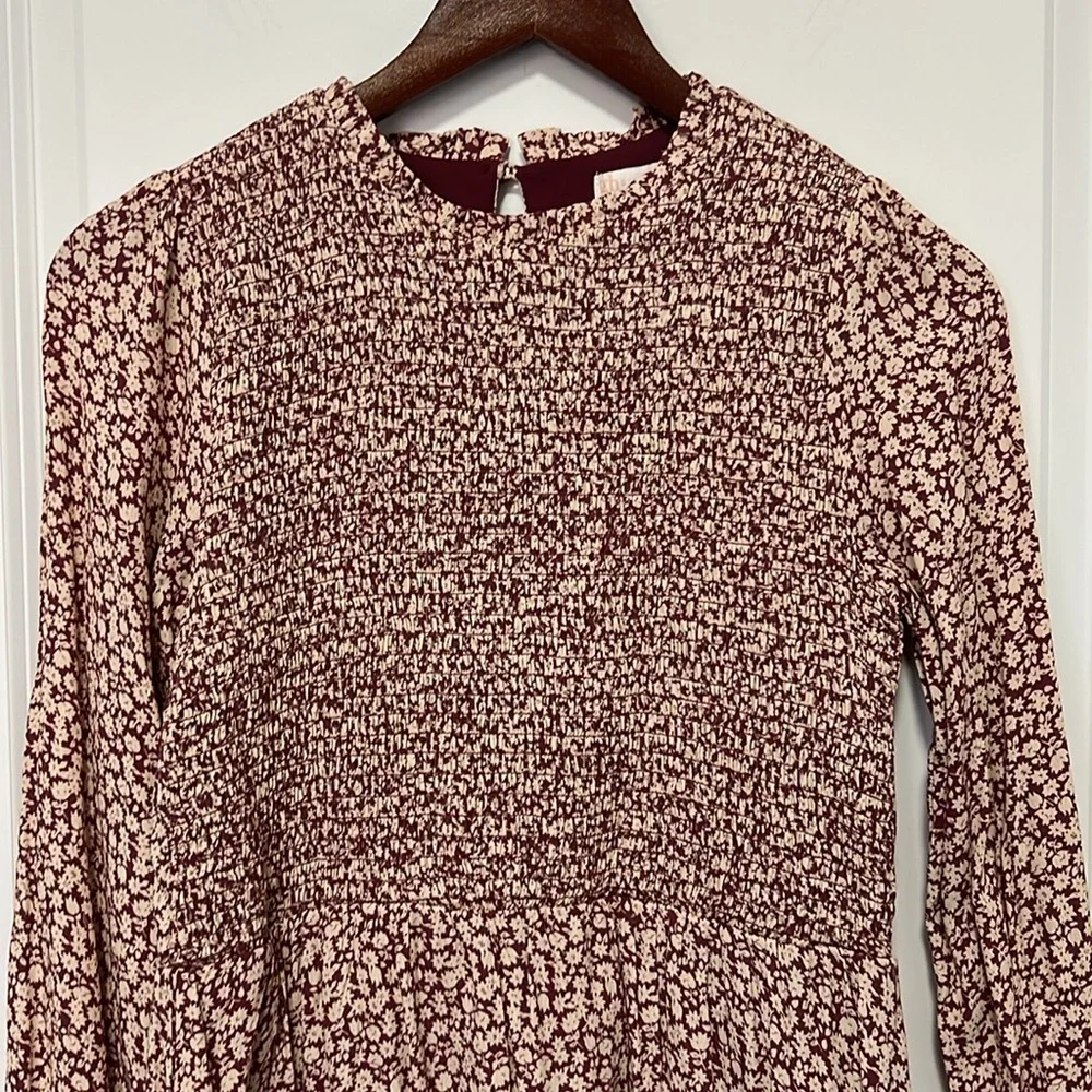 GB Girls Floral Print Knee Length Burgundy Long Sleeve Dress size XL - Picture 5 of 8